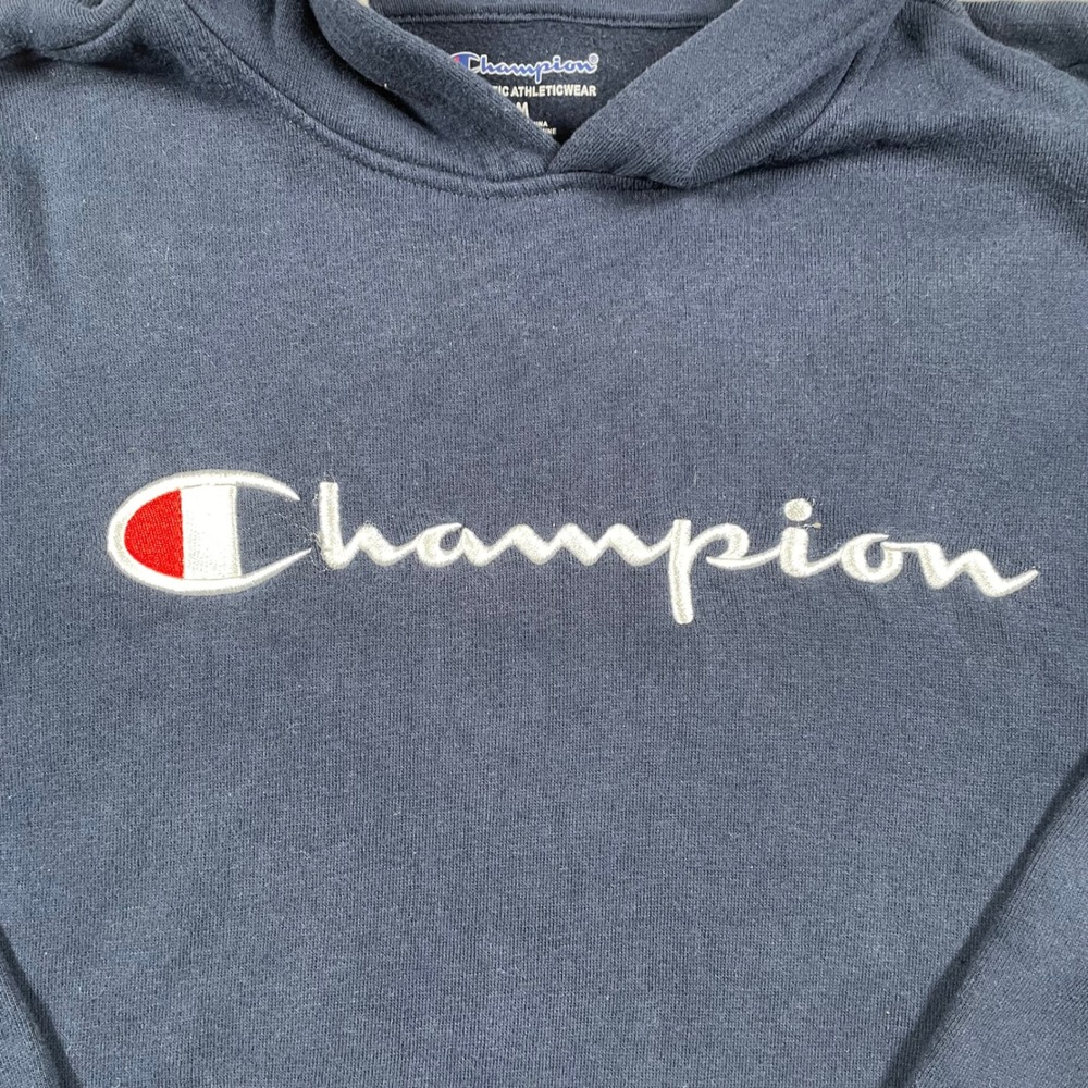Champion Kids‎ Blue Hoodie Sweatshirt Size Medium Athletic Comfort - Picture 3 of 6